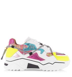 DWRS LABEL Dwrs Label - Jupiter tweed Pink / Yello Roze Leer Lage sneakers Dames