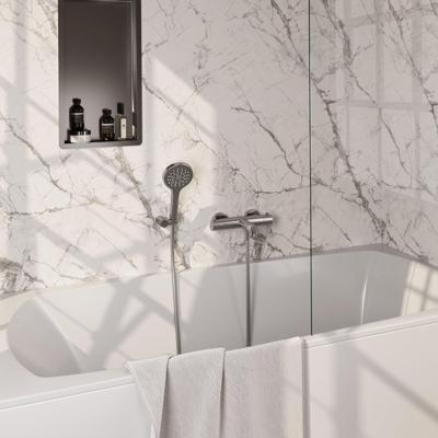 Brauer Brushed Edition Badkraan - douchegarnituur - handdouche rond 3 standen - gladde knop - PVD - Geborsteld RVS 5-NG-233