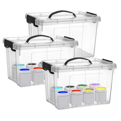 Opslagbox met deksel - 3x - transparant grijs - 11 liter - 34 x 24 x 21 cm - kunststof