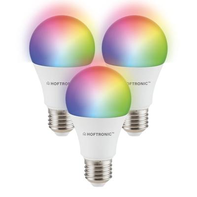 Set van 3 Smart E27 lampen - A60 Bolvorm - 10 Watt 806 lumen - RGBWW - Wifi & Bluetooth - Bestuurbaar via app - Google Home, Amazon Alexa en Siri - Smart lampen