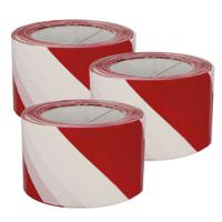 Afzetlint - 3x - rood/wit - 70 mm x 200 m - polyethyleen - markeerlint - afzettape - thumbnail