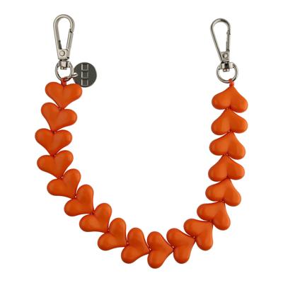 Telefoonkoord Heart - Oranje - Zilver Telefoonkoord Heart - Oranje - Zilver