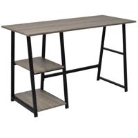 Bureau met 2 schappen grijs en eikenkleurig