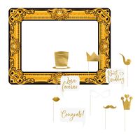 Bruiloft foto prop set met frame - 11-delig - opblaasbare fotolijst - photo booth accessoires