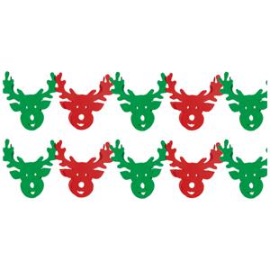 Kerstslinger - 2x - rendieren - rood/groen - 3 meter - papier - brandvertragend - kerstversiering