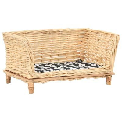 VidaXL Hondenmand met kussen 50x33x30 cm natuurlijk wilgen