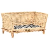 VidaXL Hondenmand met kussen 50x33x30 cm natuurlijk wilgen