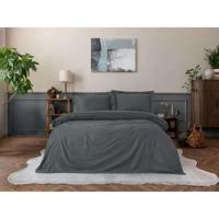Completo letto - 1 copripiumino 220 x 240 cm + 2 federe 60 x 60 cm - 100% raso di cotone - Antracite