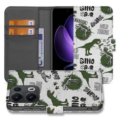 Telefoonhoesje | Met pasjeshouder | voor OPPO Reno 13 Pro Dinosaurus