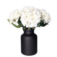 Kunstbloem Hortensia tak - 8x - creme wit - 48 cm - losse steel - Kunst zijdebloemen - hydrangea