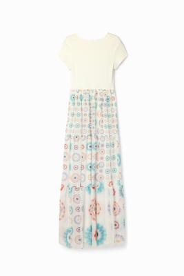 Gecombineerde geometrische midi-jurk - WHITE - S