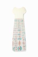 Gecombineerde geometrische midi-jurk - WHITE - S