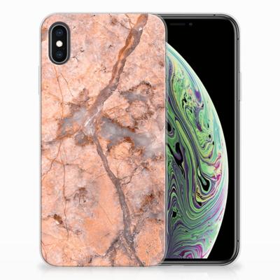 Apple iPhone Xs Max | TPU | Siliconen hoesje | Marmer Oranje
