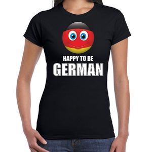 Duitsland emoticon Happy to be German landen t-shirt zwart dames