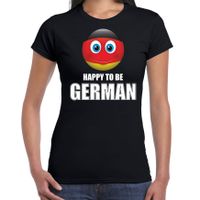 Duitsland emoticon Happy to be German landen t-shirt zwart dames