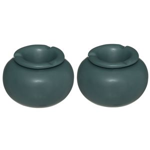Set van 2x stuks terras asbakken/stormasbakken rond keramiek 13 x 9 cm groen
