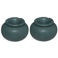 Set van 2x stuks terras asbakken/stormasbakken rond keramiek 13 x 9 cm groen