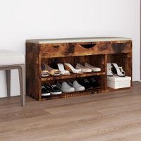 VidaXL Schoenenbank met kussen 104x30x49 cm bewerkt hout gerookt eiken