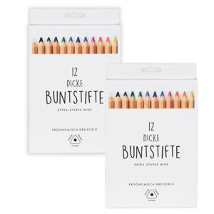 Dikke kleurpotloden - 2x - set van 12 stuks - hobby - knutselen - 17 cm