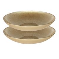 Salade serveer schaal - 2x - Fruitschaal/fruitmand - Glas - D40 x H6 cm - goud Salade serveer schaal - 2x - Fruitschaal/fruitmand - Glas - D40 x H6 cm - goud