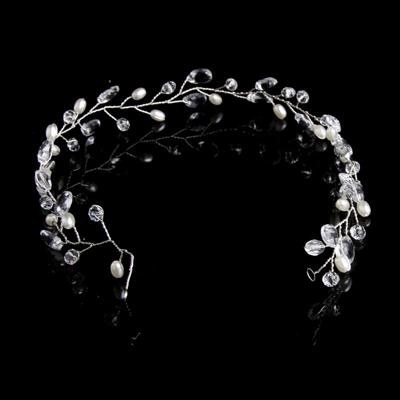 Mode verlaat bruids haaraccessoires handgemaakte Crystal haar sieraden bruiloft hoofdband zendspoel voor vrouwen (zilver)