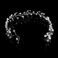Mode verlaat bruids haaraccessoires handgemaakte Crystal haar sieraden bruiloft hoofdband zendspoel voor vrouwen (zilver)