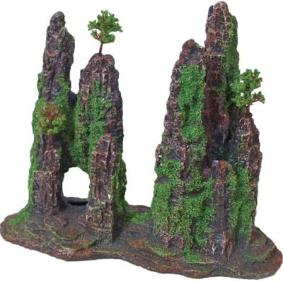 Polyresin ornament rotszuilen met gat mos en boom 22 cm - Gebr de boon