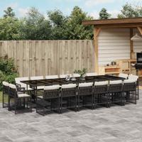 17-delige Tuinset met kussens poly rattan zwart