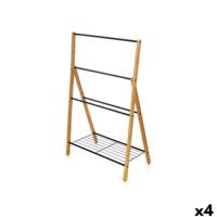 Losstaand handdoekenrek Kipit Zwart Metaal Bamboe 60 x 90 x 37 cm 60 x 87 x 37 cm 4 Stuks