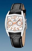 Festina horlogeband F16263-8-F16263-A-F16263-C Leder Zwart + wit stiksel