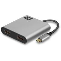 ACT Connectivity USB-C naar HDMI voor 2 monitoren MST adapter - thumbnail