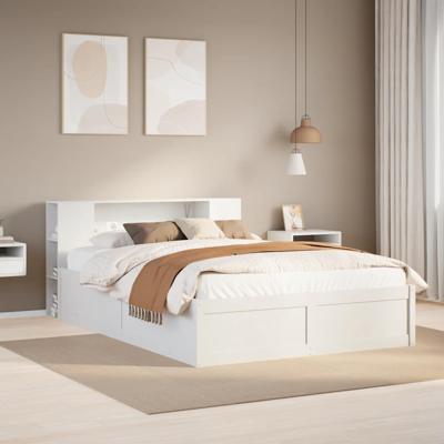 Bedframe zonder matras massief grenenhout wit 150x200 cm