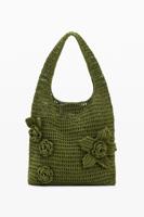 Gehaakte tas met bloemen - GREEN - U