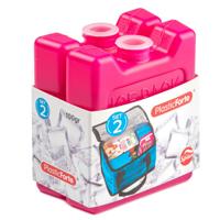 Plasticforte kleine koelelementen - 2x stuks - 100 grams - 7 x 8 cm - roze - plastic