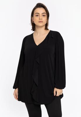 Yoek A-lijn tuniek PLISSE | Zwart | Maat 58/60