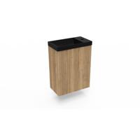 Fonteinkast Halifax Oak Arcqua Ridge 40x55x28 cm Incl. Fontein Mat Zwart Zonder Overloop
