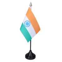 Vlag India tafelvlaggetjes - 1x stuks - 10 x 15 cm vlag - met zwarte standaard