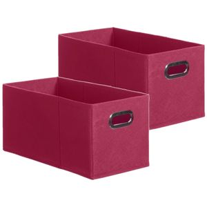 Set van 4x stuks opbergmand/kastmand 7 liter framboos roze linnen 31 x 15 x 15 cm