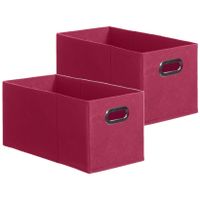 Set van 4x stuks opbergmand/kastmand 7 liter framboos roze linnen 31 x 15 x 15 cm - thumbnail