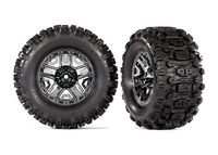 Tires & wheels, assembled, glued (black chrome 2.8" wheels, Sledgehammer tires, foam inserts) (2) (TRX-9072) - thumbnail