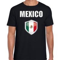 Mexico vlag thema landen t-shirt - zwart - voor heren - Supporters kleding - korte mouwen
