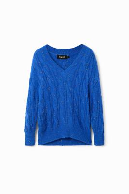 Oversized kabeltrui - BLUE - XL