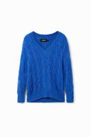 Oversized kabeltrui - BLUE - XL