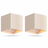Set van 2 Volterra Up en Down Muurlamp Zand Oplaadbaar met Bewegingssensor