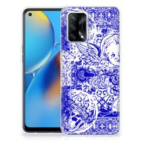 Silicone Back Case OPPO A74 4G Angel Skull Blauw