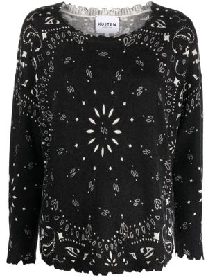 kujten pull en cachemire Mela à imprimé bandana - Noir