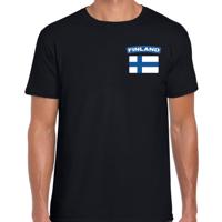 Finland thema t-shirt - met vlag op borst - zwart - voor heren - landen shirt - supporters