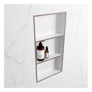 Wandnis Solid Surface Easy | In- en opbouw | 30x60x8 cm | 3 vakken | Smoke/Talc