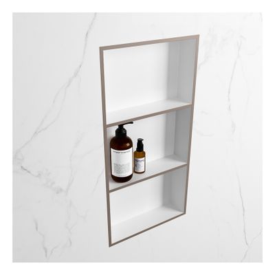 Wandnis Solid Surface Easy | In- en opbouw | 30x60x8 cm | 3 vakken | Smoke/Talc