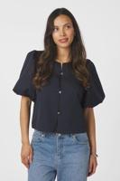 Neo Noir Blouse Aisa Dull Satin | Dark Navy